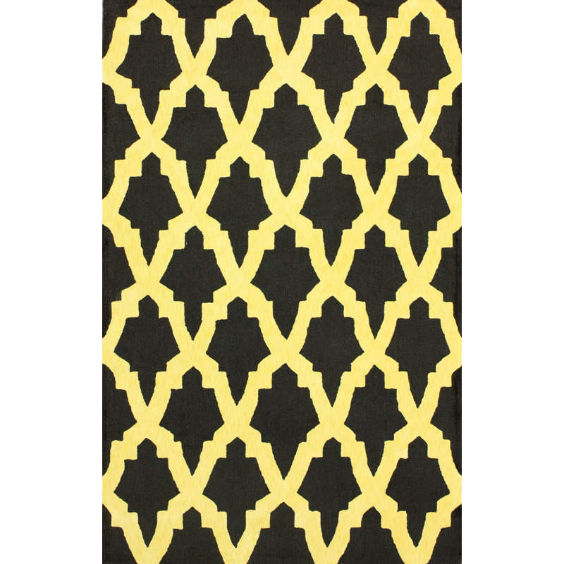 nuLOOM Brilliance Geometric Handmade Looped/Hooked Cotton Black And